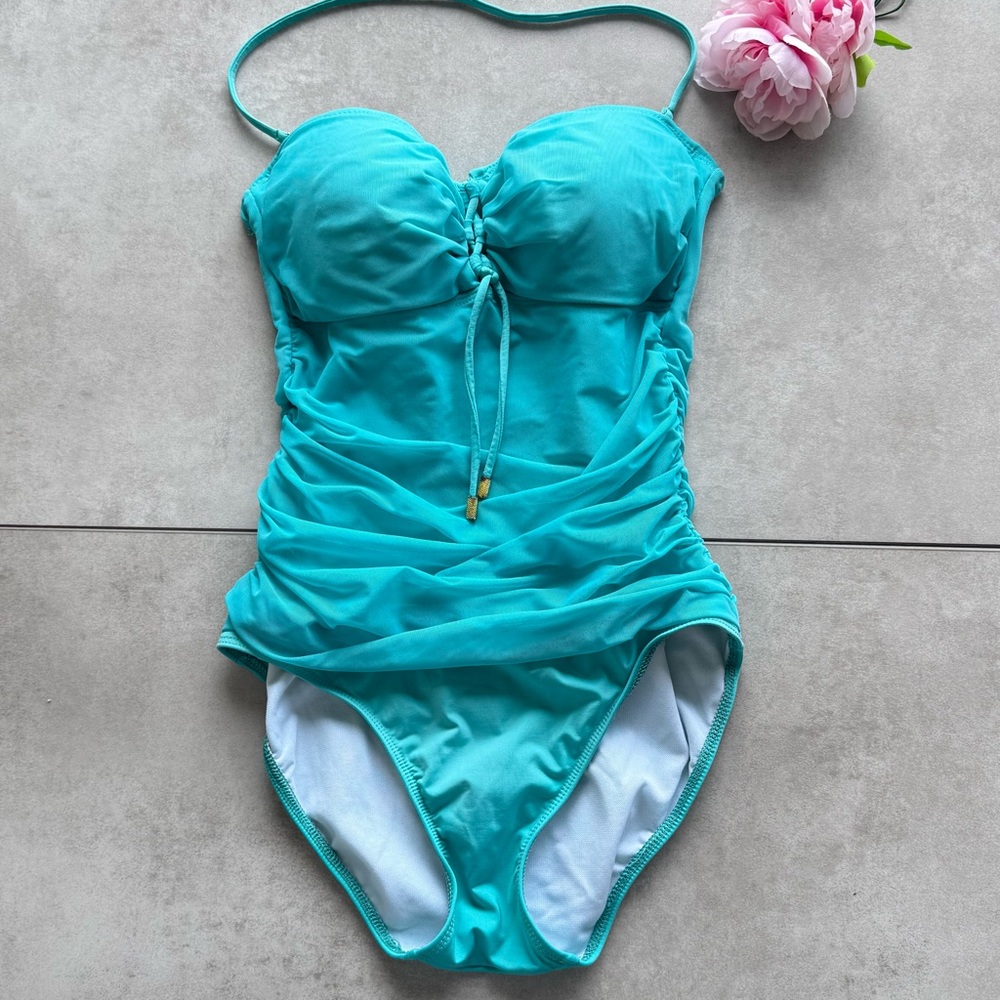 Lauren Ralph Lauren Turquoise One-Piece Swimsuit SZ 8 padded lined